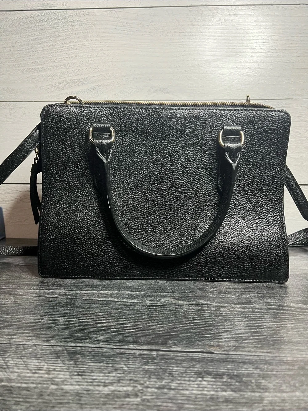 kate spade black pebbled leather crossbody satchel